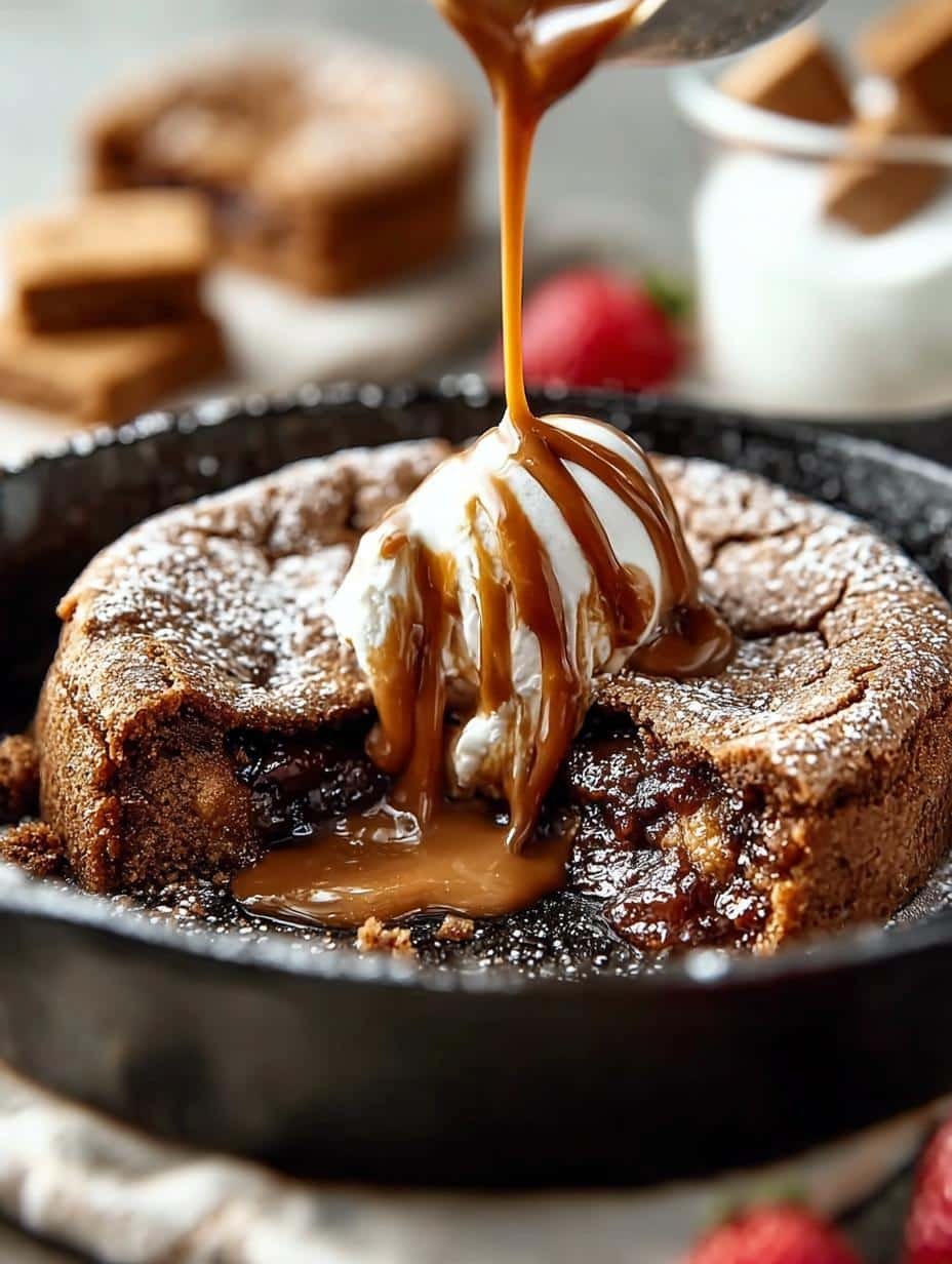 Indulge in 5-Minute Molten Biscoff Brownie Skillet - Molten Biscoff Brownie Skillet - main visual representation