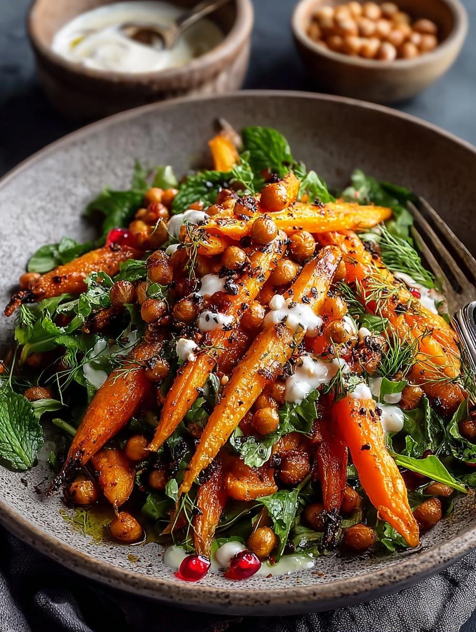 Savory Roasted Moroccan Carrot Salad with Chickpeas Delight - Roasted Moroccan Carrot Salad - main visual representation