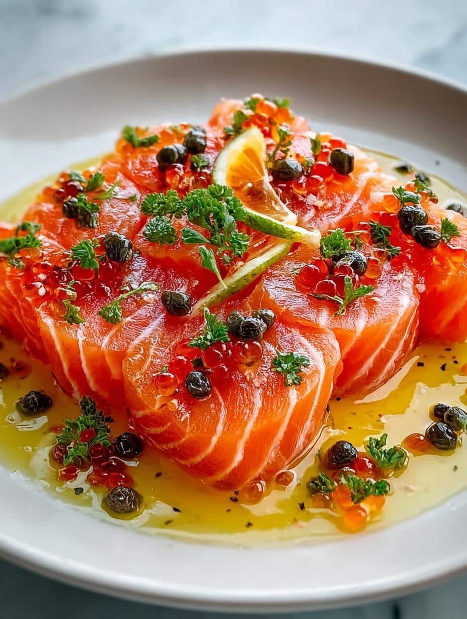 Spicy Salmon Crudo with Fried Capers: A Flavor Explosion - Spicy Salmon Crudo with - main visual representation