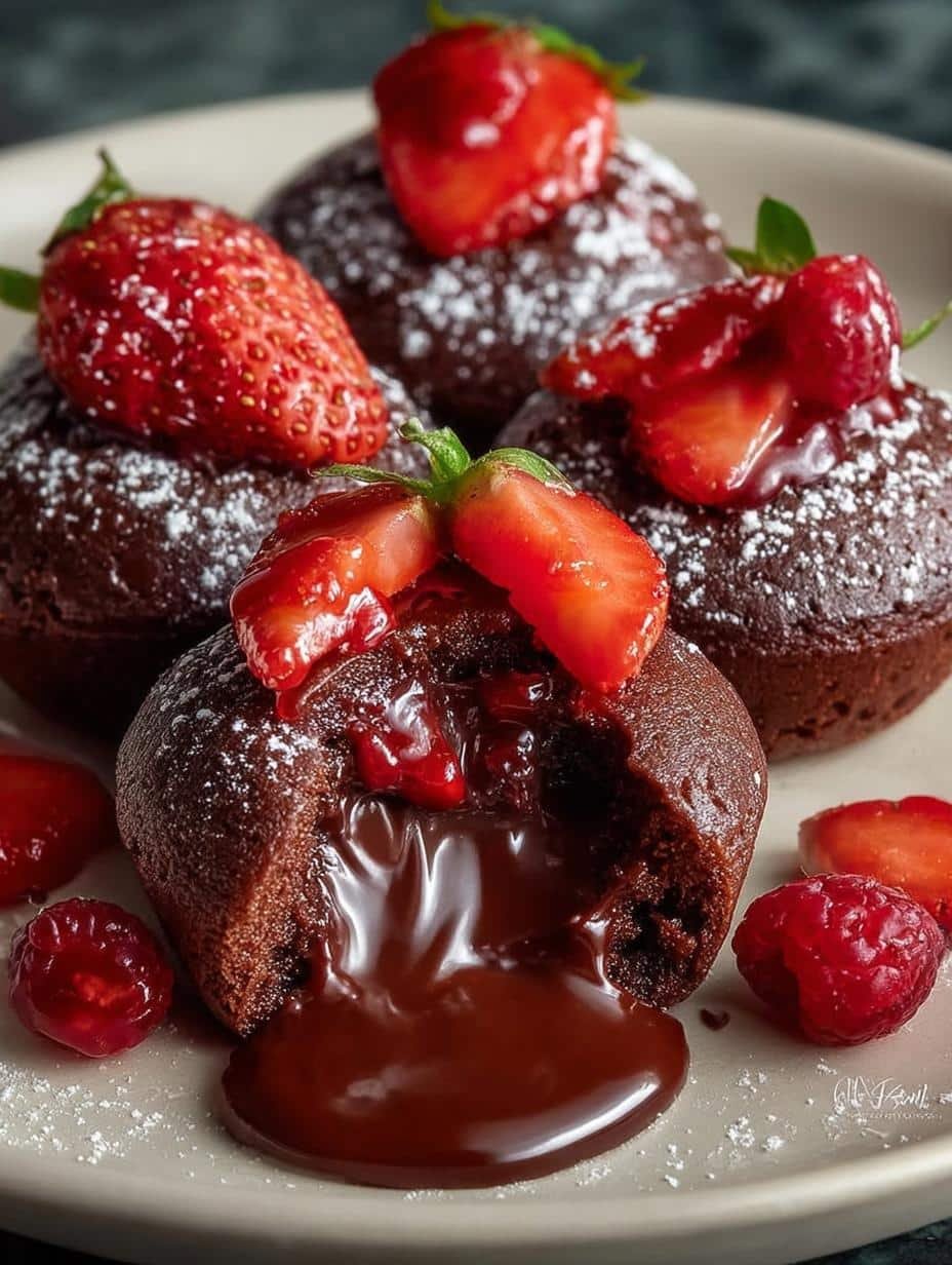 Berry Chocolate Lava Bites: 6 Decadent Mini Cakes 2 Berry Chocolate Lava Bites: 6 Decadent Mini Cakes - Berry Chocolate Lava Bites - main visual representation