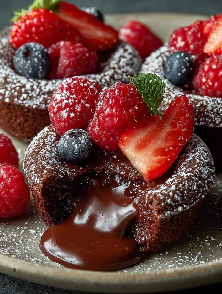 Berry Chocolate Lava Bites: 6 Decadent Mini Cakes 1 Berry Chocolate Lava Bites