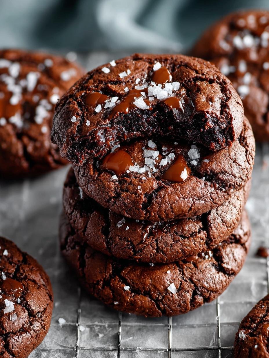 Chewy Salted Brownie Cookies
