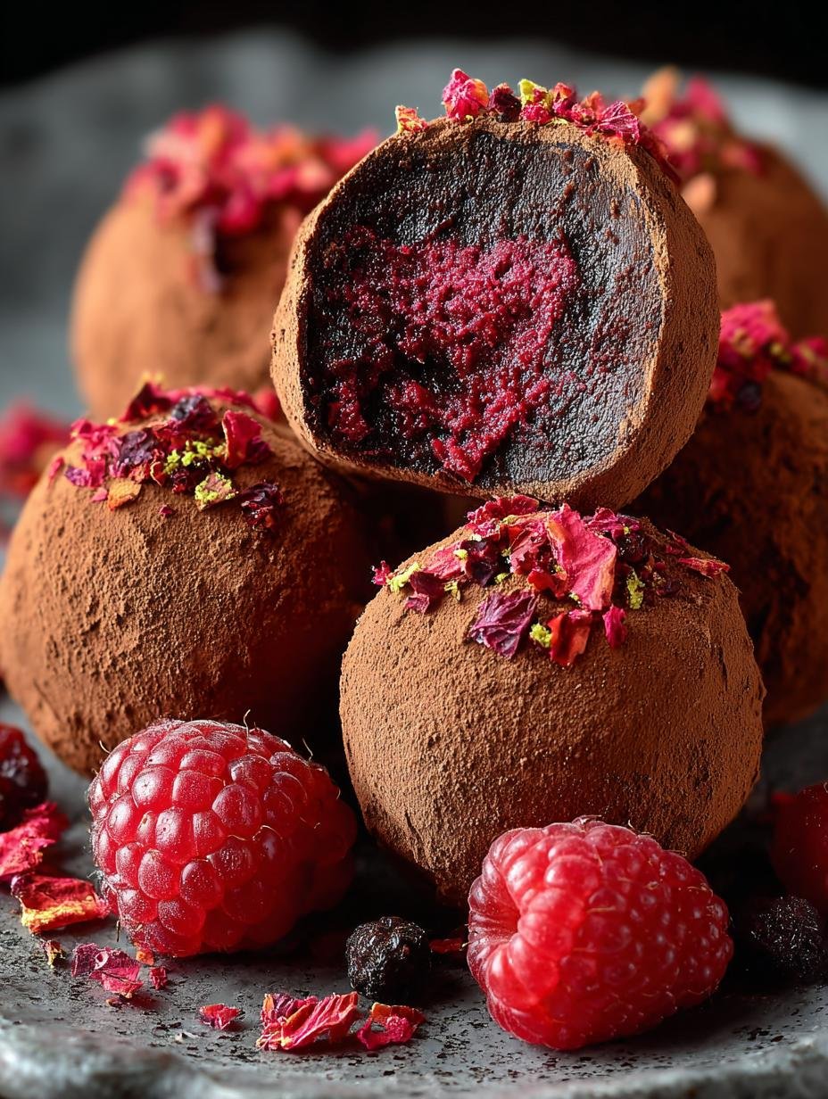 Dark Chocolate Raspberry Truffles: 24 Rich Delights - Dark Chocolate Raspberry Truffles - additional detail