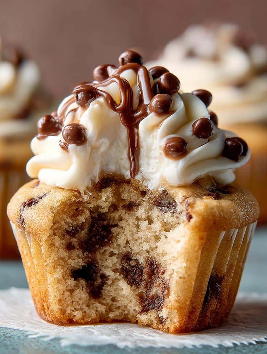 Molten Cookie Dough Cupcakes