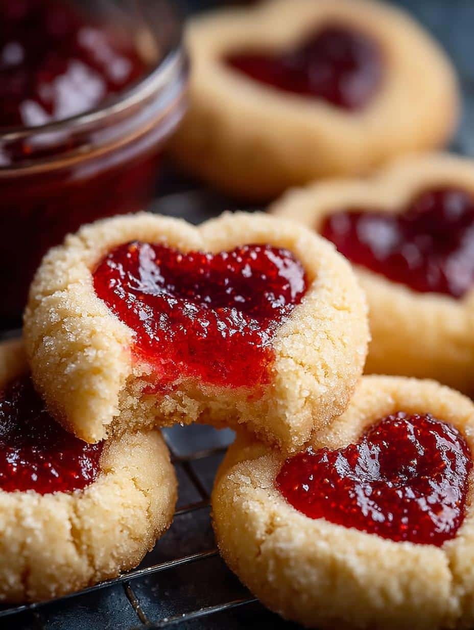 Thumbprint Jam Cookies: 10 Irresistible Heart-Shaped Treats - Thumbprint Jam Cookies - additional detail