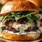 Caramelized Onion And Garlic Burger With Creamy He