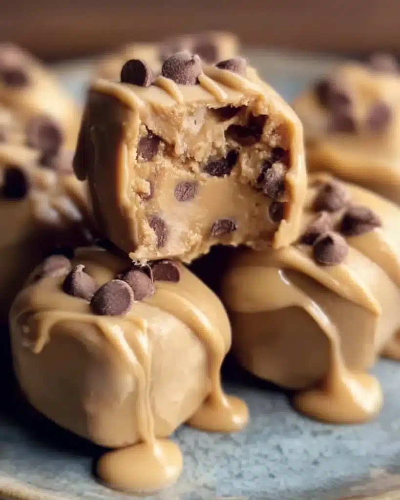 Frozen Greek yogurt peanut butter bites in a bowl, a healthy snack option.