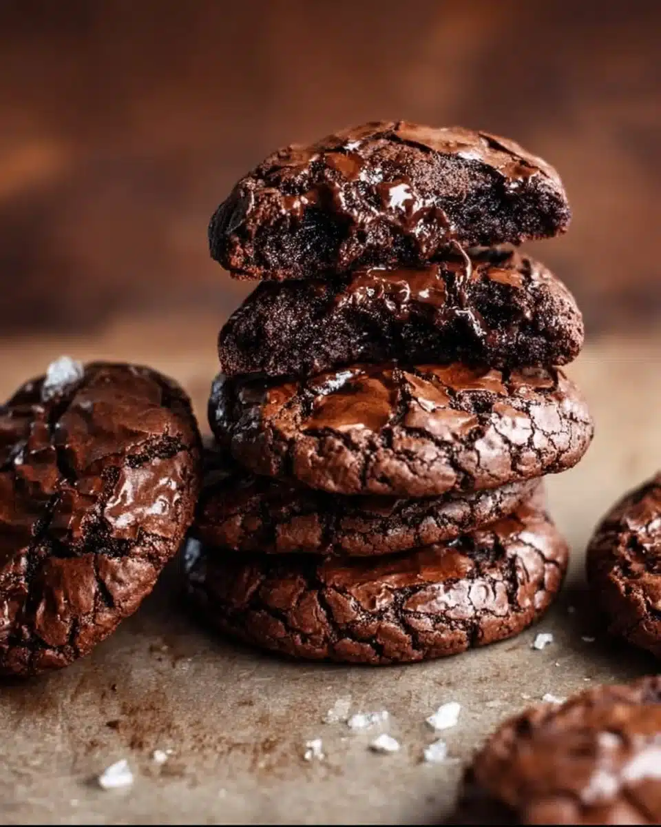 Gourmet brownie cookies displayed on a plate, showcasing their rich chocolate texture.