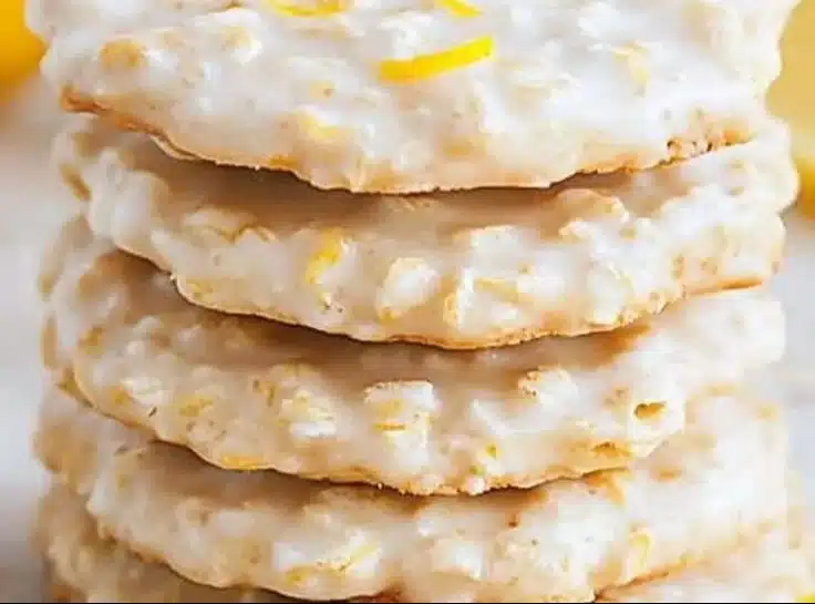 Lemon Oatmeal No-Bake Cookies displayed on a plate.