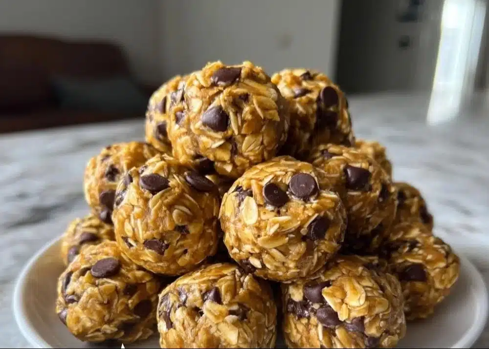 No-bake peanut butter energy bites made with oats and honey