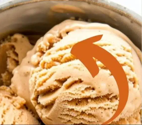 Peanut Butter High Protein Ice Cream in a bowl with a spoon