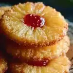 Delicious pineapple upside down sugar cookies on a plate