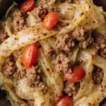 Delicious slow cooker unstuffed cabbage rolls served on a plate