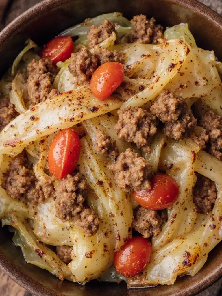Delicious slow cooker unstuffed cabbage rolls served on a plate