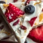 Delicious yogurt bark topped with fruits and nuts for a healthy snack