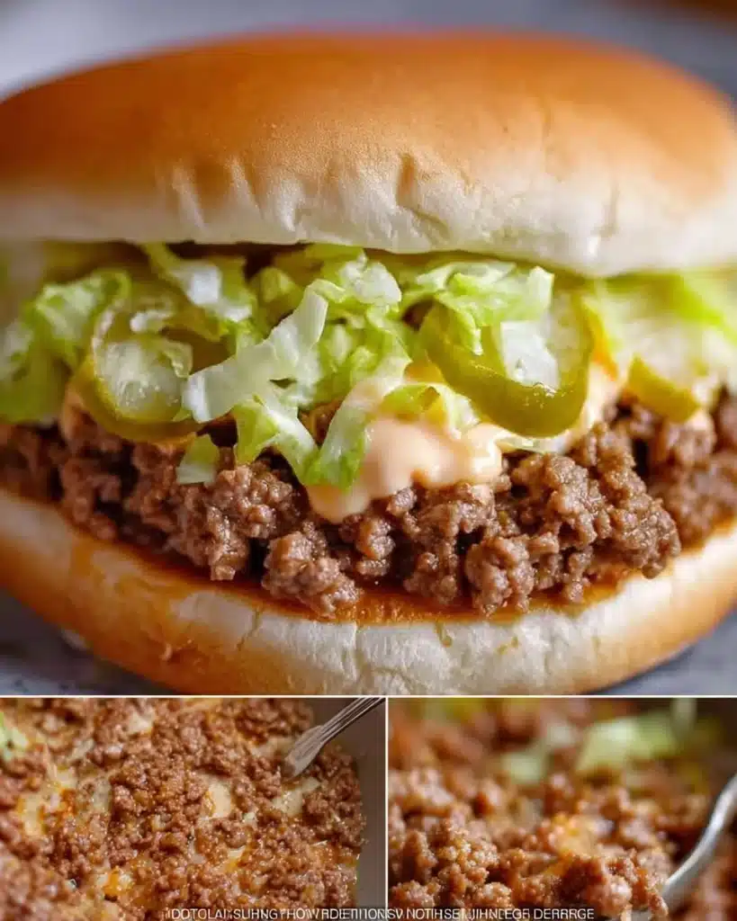 Delicious Big Mac Sloppy Joes served on a plate with toppings