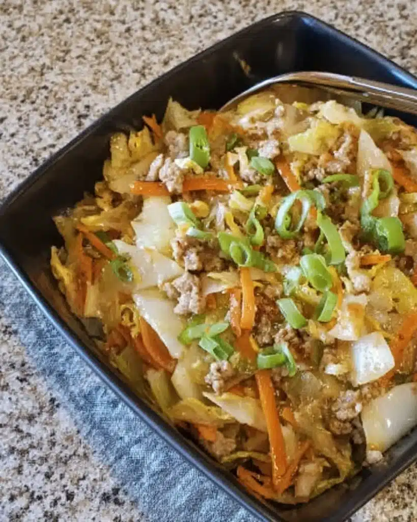 Delicious Egg Roll in a Bowl with vegetables and protein