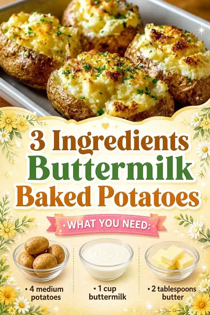 3 ingredients buttermilk baked potatoes served in a bowl