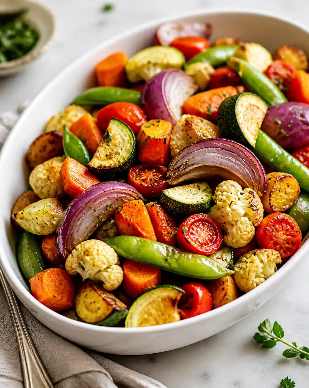 A Colorful Medley of Grilled Vegetables 1 A colorful medley of grilled vegetables on a plate, showcasing vibrant colors and textures.