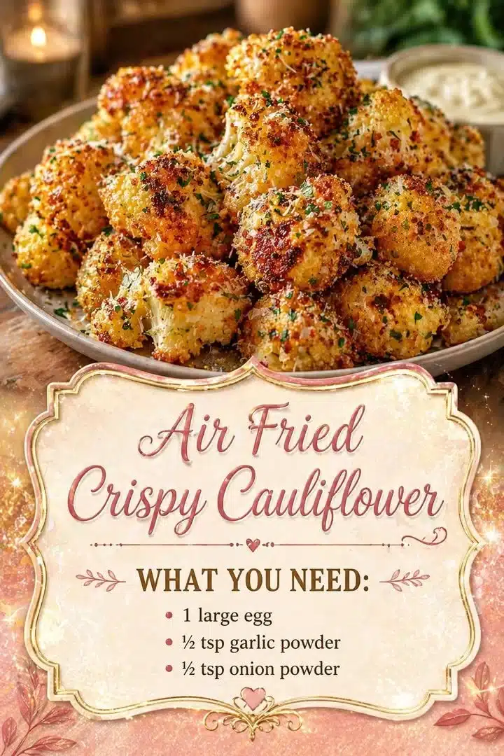 Air fried crispy cauliflower dish served in a bowl