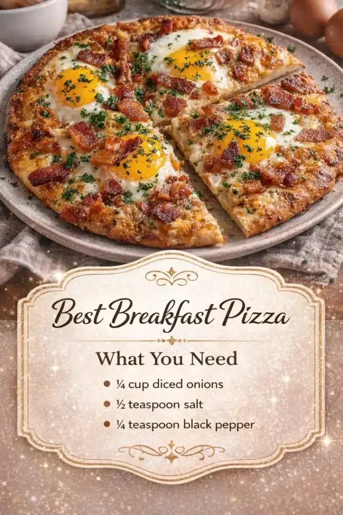 Delicious breakfast pizza topped with eggs, cheese, and fresh ingredients