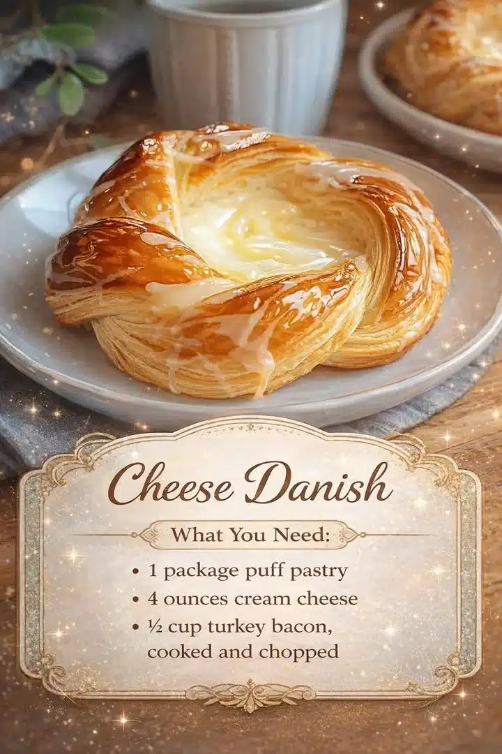 Freshly baked Cheese Danish pastry with creamy cheese filling