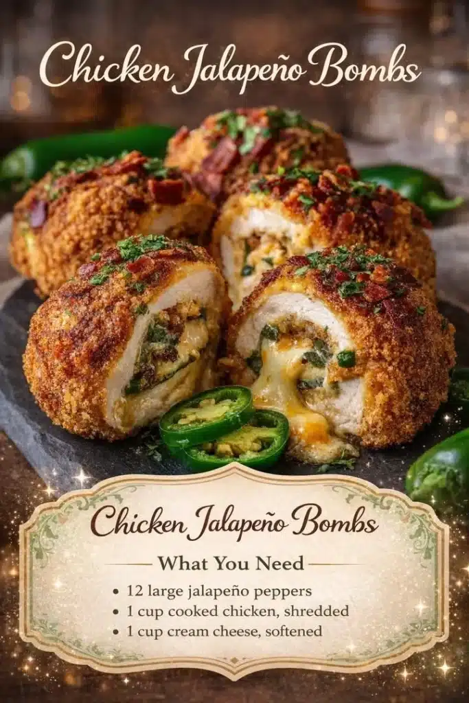 Delicious Chicken Jalapeño Bombs stuffed with cheese and spices