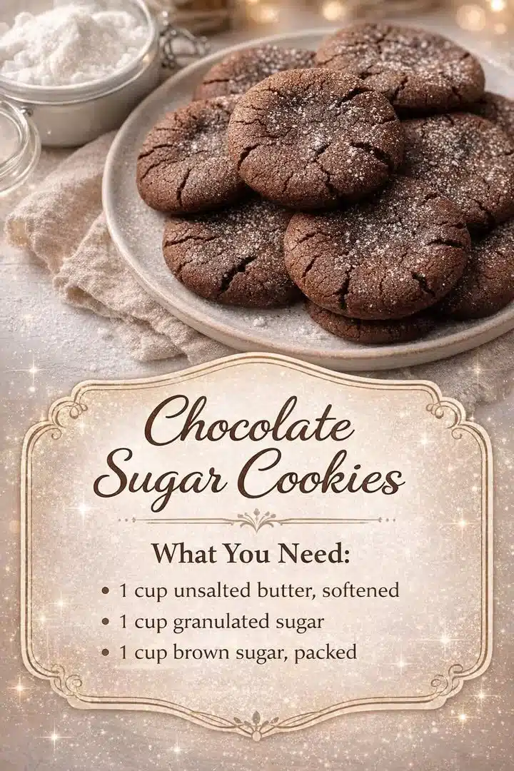 Freshly baked chocolate sugar cookies on a cooling rack