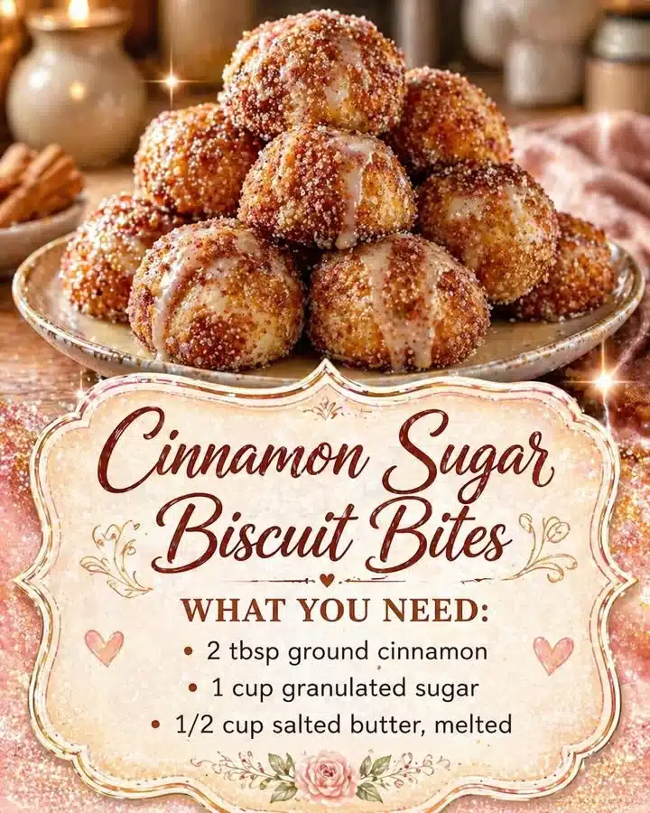 Freshly baked Cinnamon Sugar Biscuit Bites served on a plate