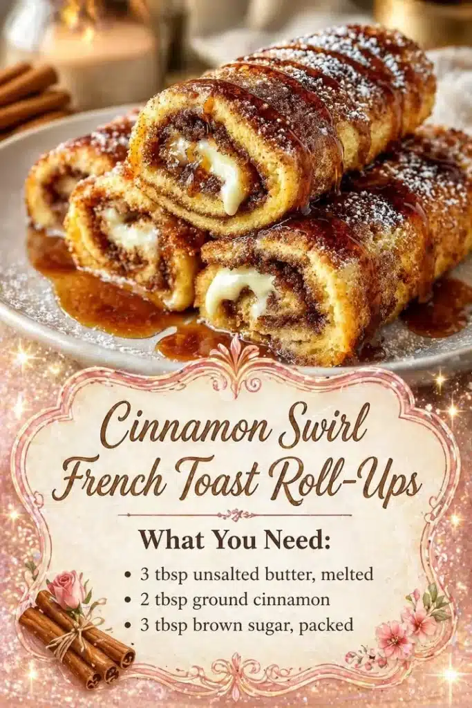 Cinnamon Swirl French Toast Roll-Ups on a plate with syrup and berries