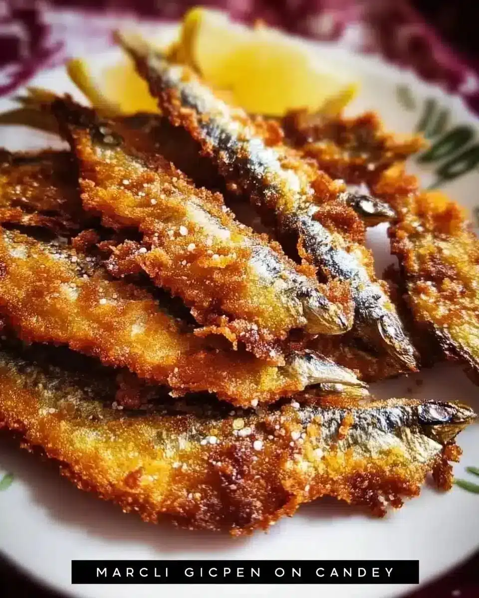 Plate of crispy sardines served as quick Mediterranean bites
