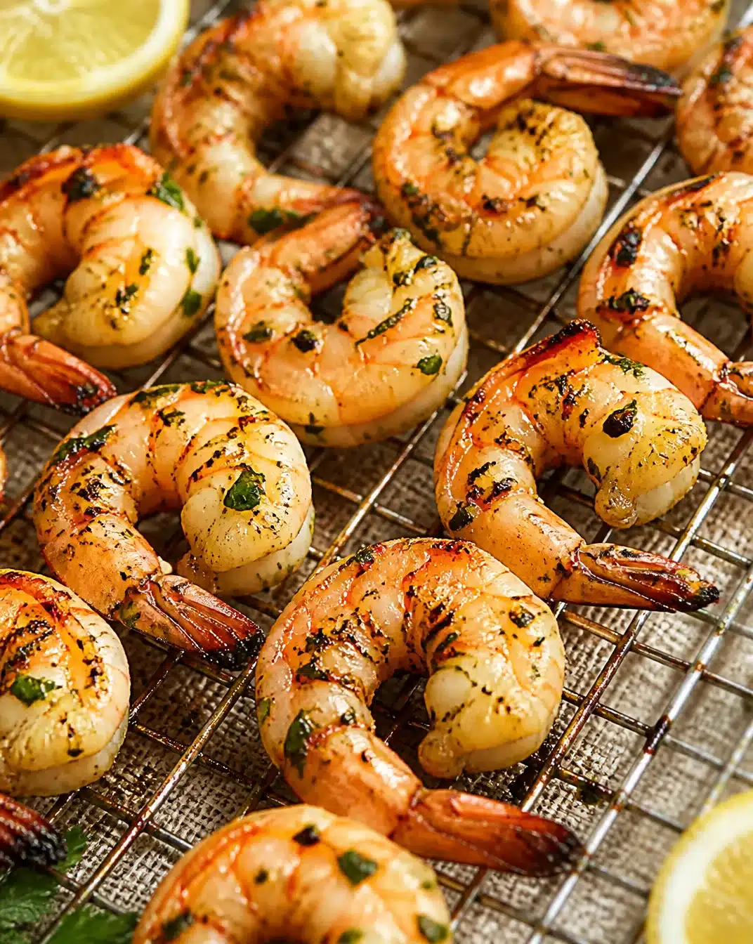 Delicious easy garlic-lemon grilled shrimp on the barbecue