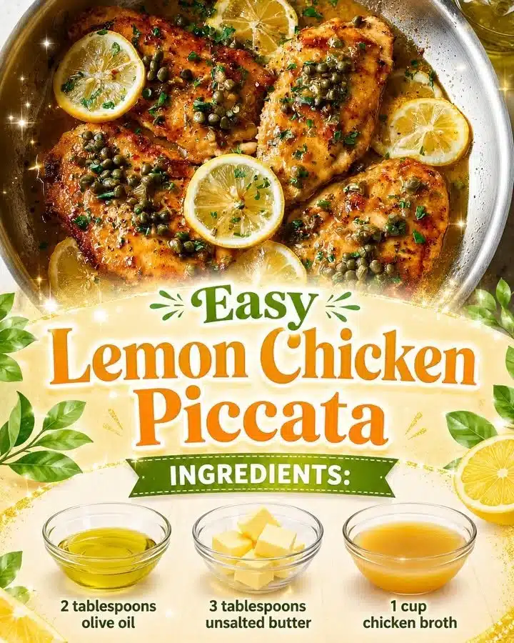 Delicious easy lemon chicken piccata served with fresh parsley and lemon slices.