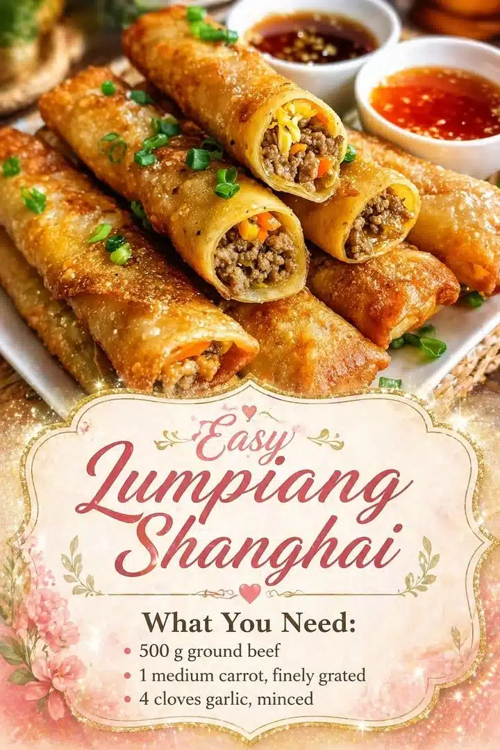 Homemade easy Shanghai spring rolls served with dipping sauce