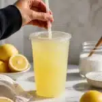 Refreshing fair-style lemonade served in a glass with lemon slices.