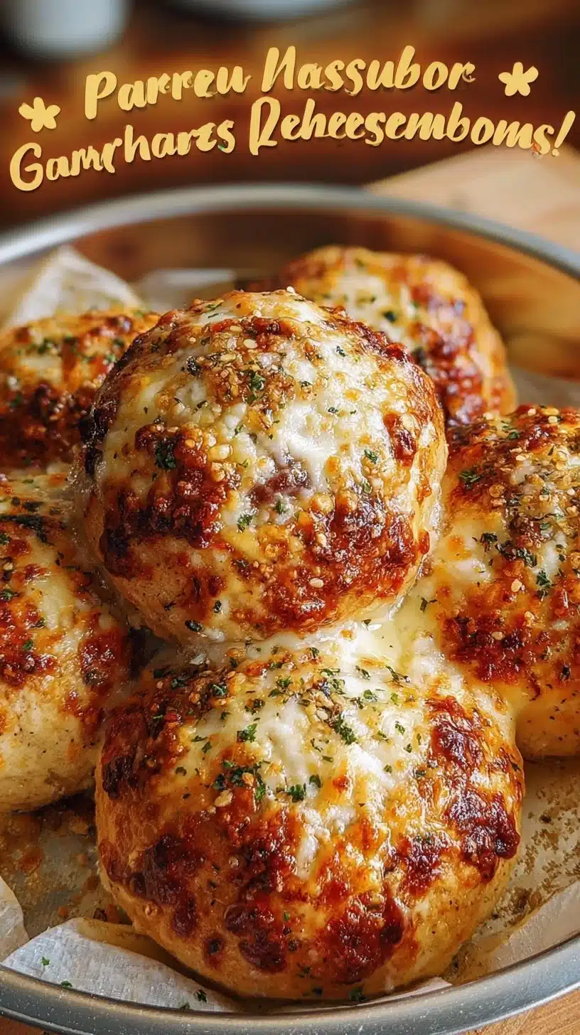 Garlic Parmesan Cheeseburger Bombs 1 Delicious Garlic Parmesan Cheeseburger Bombs served on a plate