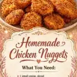 Plate of homemade chicken nuggets with dipping sauce