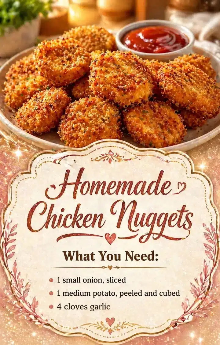 Plate of homemade chicken nuggets with dipping sauce
