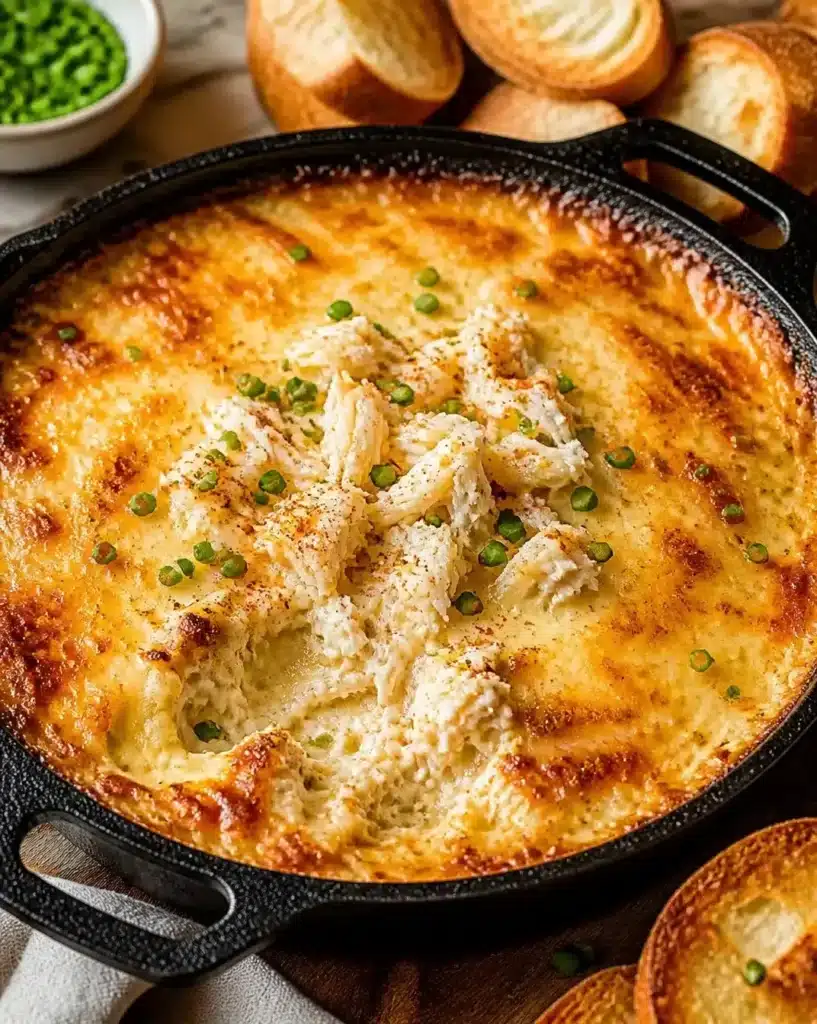 Delicious hot crab dip served in a bowl with crackers, perfect for appetizers.