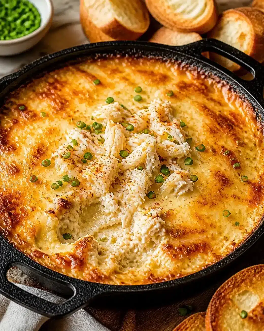 Delicious hot crab dip served in a bowl with crackers, perfect for appetizers.