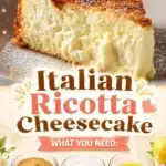Delicious slice of Italian Ricotta Cheesecake topped with fresh berries