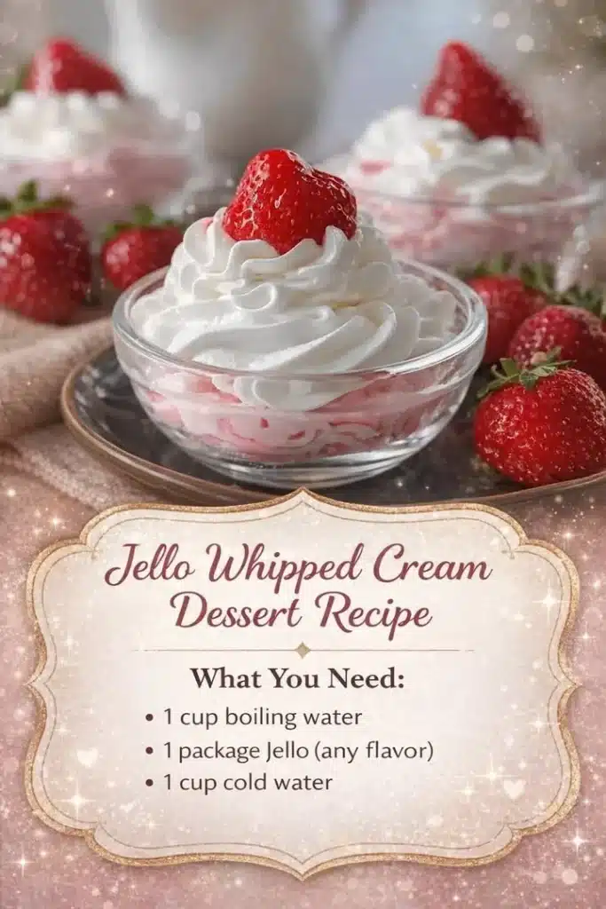 Delicious Jello whipped cream dessert ready to serve.