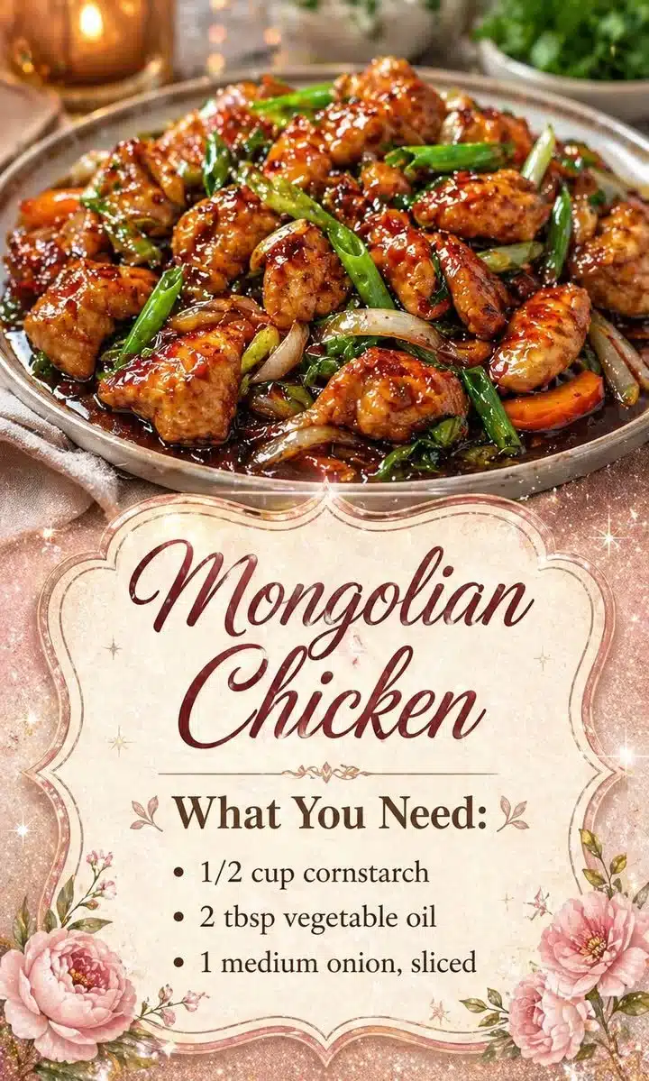 Mongolian Chicken 1 Plate of Mongolian Chicken with tender chicken and vegetables in a sweet sauce