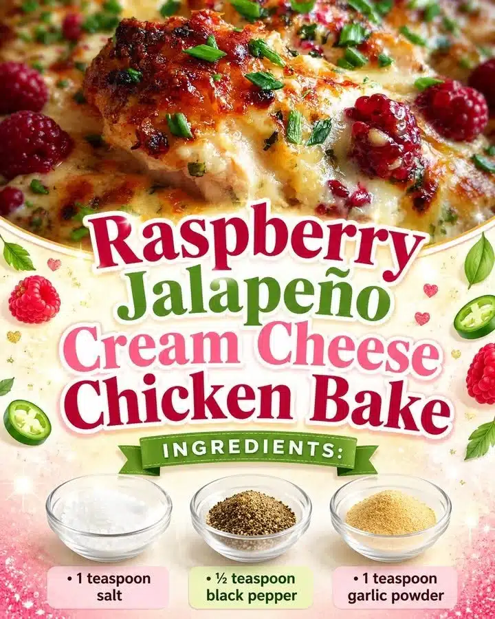 Raspberry Jalapeño Cream Cheese Chicken Bake served on a plate