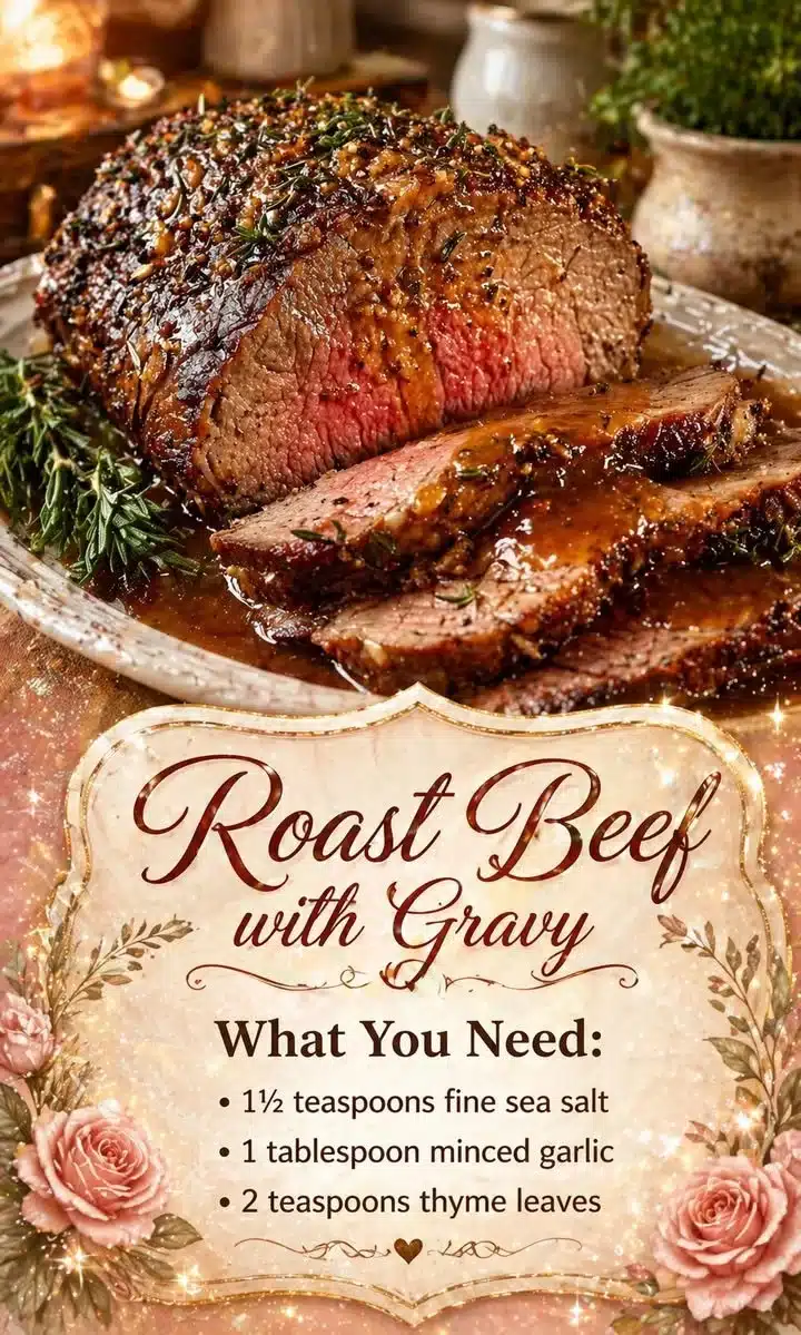Delicious roast beef served with rich gravy on a platter