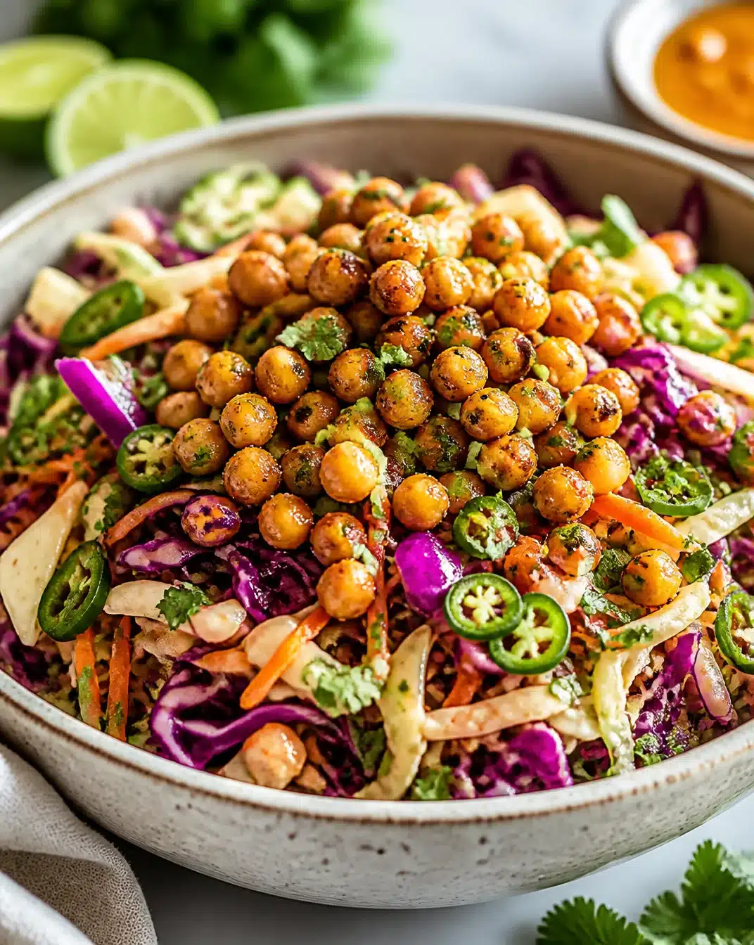 Spicy honey lime cabbage salad for a refreshing and crunchy side dish