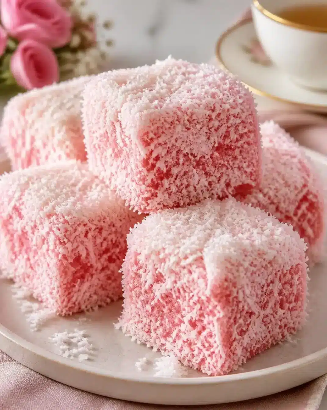 Vintage Aussie Pink Coconut Cakes, perfect sweet treat with coconut frosting.