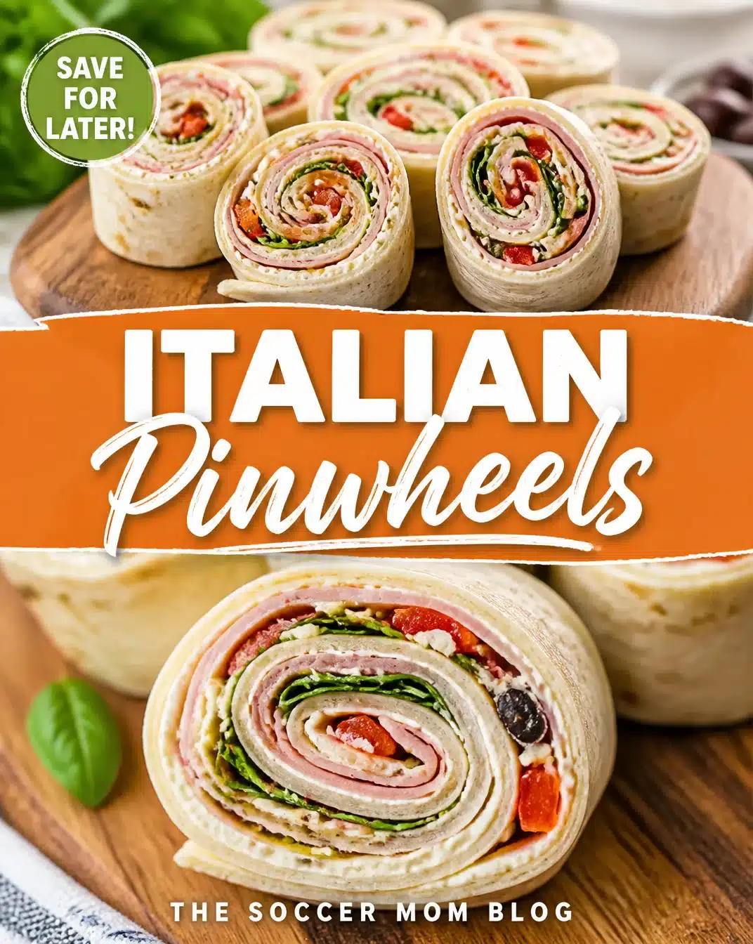 Zesty Italian pinwheel appetizers ready to serve on a platter.