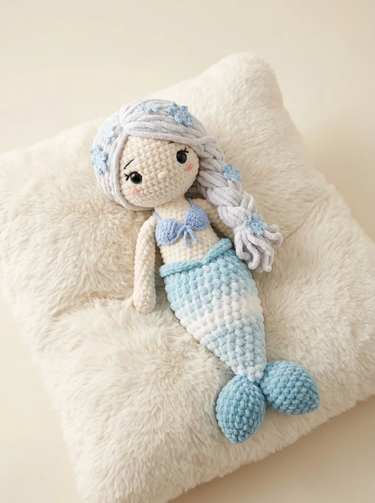 Arctic Ice Mermaid Plush Doll Free Crochet Pattern