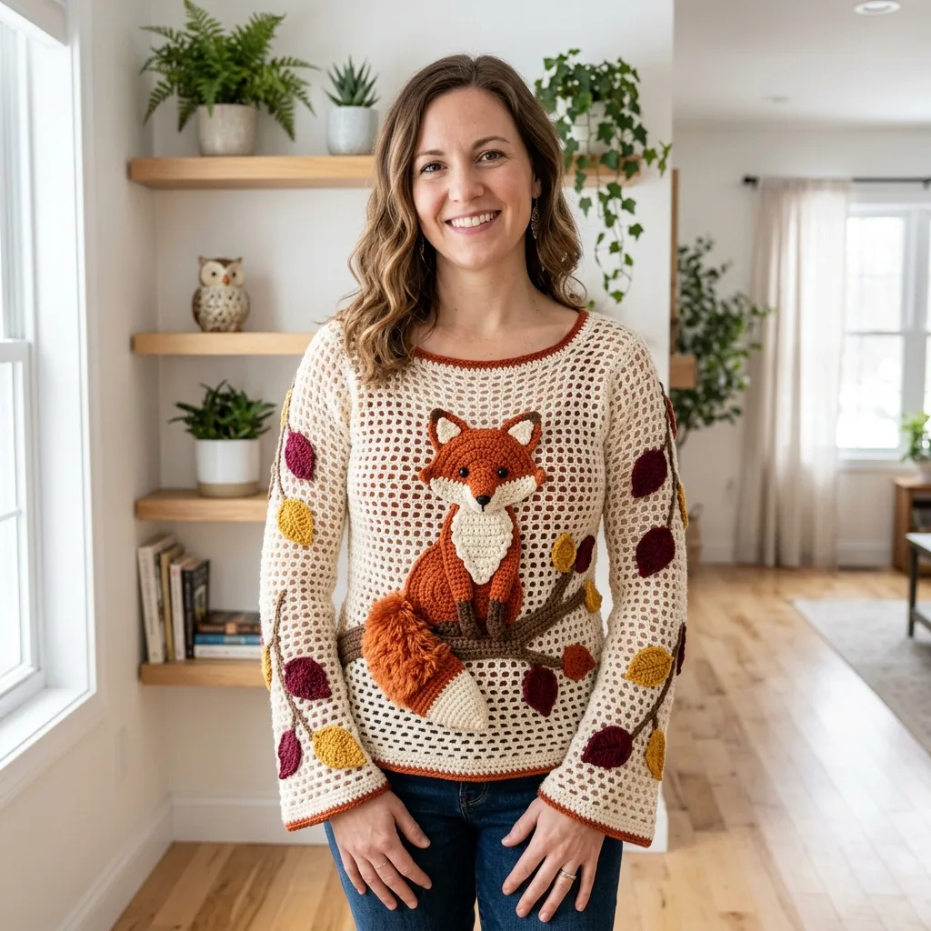 Autumn Fox Lace Crochet Sweater Free Pattern